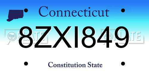 8ZXI849 Connecticut License Plate