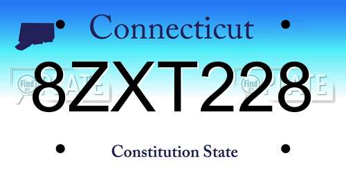 8ZXT228 Connecticut License Plate