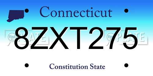 8ZXT275 Connecticut License Plate