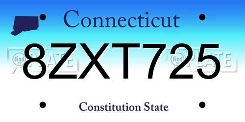 8ZXT725 Connecticut License Plate