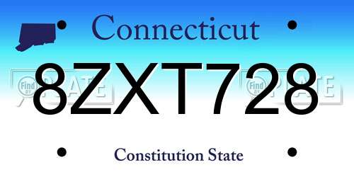 8ZXT728 Connecticut License Plate