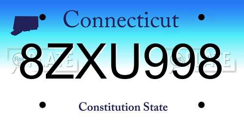 8ZXU998 Connecticut License Plate