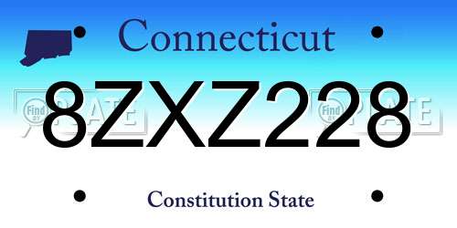 8ZXZ228 Connecticut License Plate