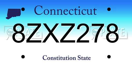 8ZXZ278 Connecticut License Plate