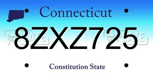 8ZXZ725 Connecticut License Plate