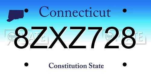 8ZXZ728 Connecticut License Plate