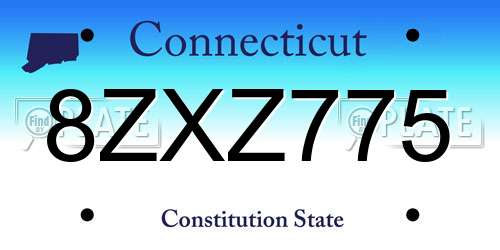 8ZXZ775 Connecticut License Plate