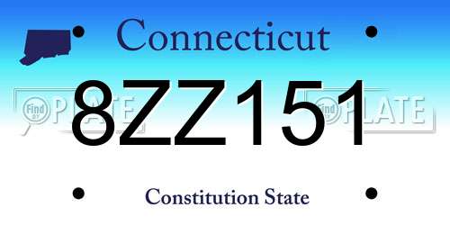 8ZZ151 Connecticut License Plate