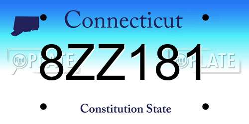 8ZZ181 Connecticut License Plate