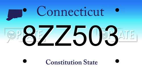 8ZZ503 Connecticut License Plate