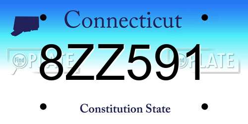 8ZZ591 Connecticut License Plate