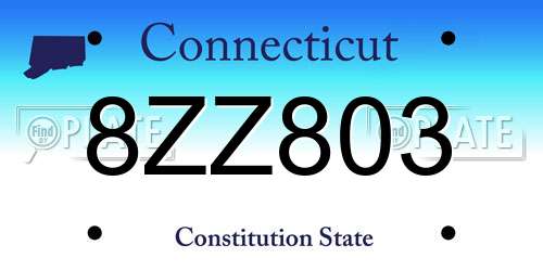 8ZZ803 Connecticut License Plate