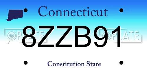 8ZZB91 Connecticut License Plate