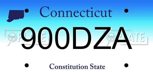 900DZA Connecticut License Plate