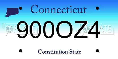 900OZ4 Connecticut License Plate
