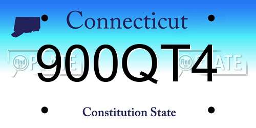 900QT4 Connecticut License Plate