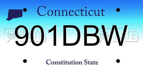 901DBW Connecticut License Plate