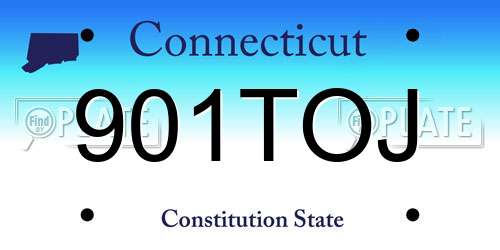 901TOJ Connecticut License Plate