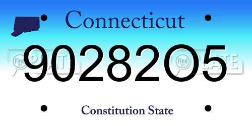 90282O5 Connecticut License Plate