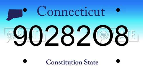 90282O8 Connecticut License Plate