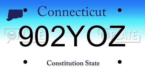902YOZ Connecticut License Plate