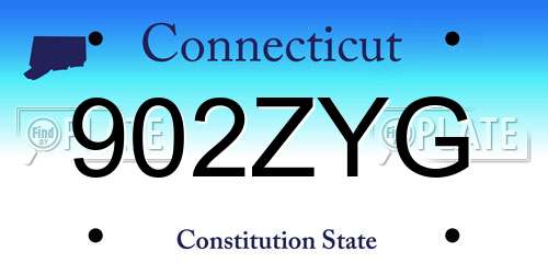 902ZYG Connecticut License Plate