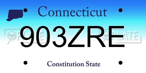 903ZRE Connecticut License Plate