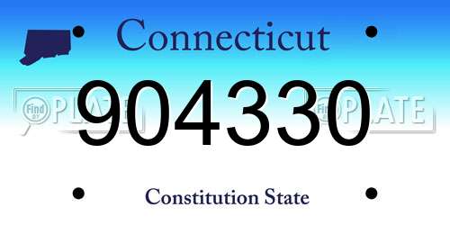 904330 Connecticut License Plate