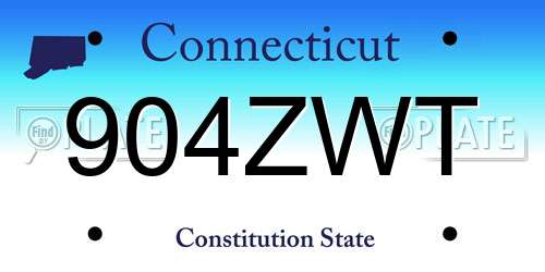 904ZWT Connecticut License Plate