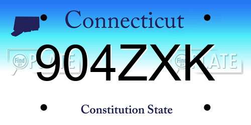 904ZXK Connecticut License Plate