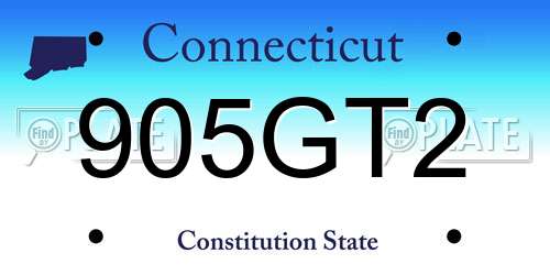 905GT2 Connecticut License Plate