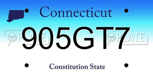 905GT7 Connecticut License Plate