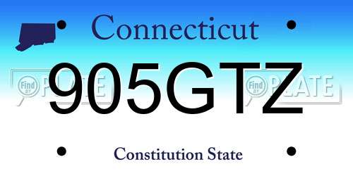 905GTZ Connecticut License Plate