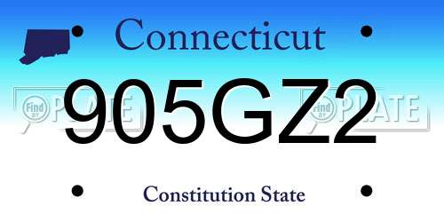 905GZ2 Connecticut License Plate