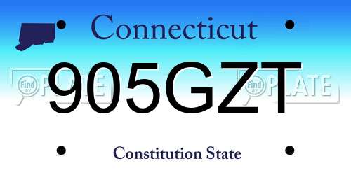 905GZT Connecticut License Plate