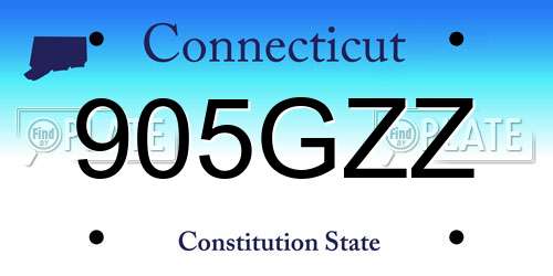 905GZZ Connecticut License Plate