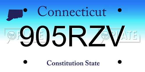 905RZV Connecticut License Plate