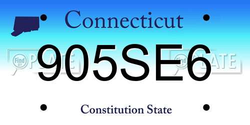 905SE6 Connecticut License Plate