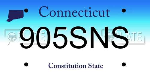 905SNS Connecticut License Plate