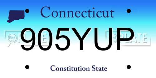 905YUP Connecticut License Plate