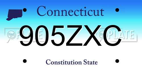 905ZXC Connecticut License Plate