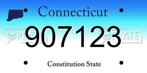 907123 Connecticut License Plate