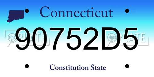 90752D5 Connecticut License Plate