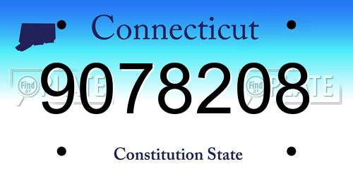 9078208 Connecticut License Plate