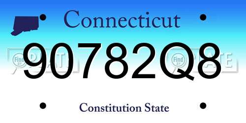 90782Q8 Connecticut License Plate