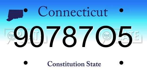 90787O5 Connecticut License Plate
