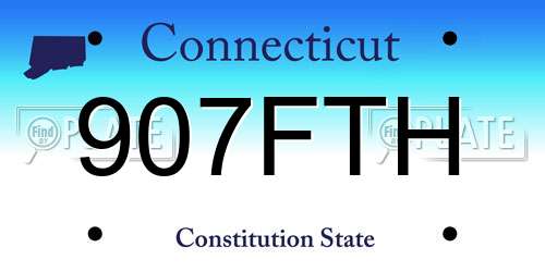 907FTH Connecticut License Plate