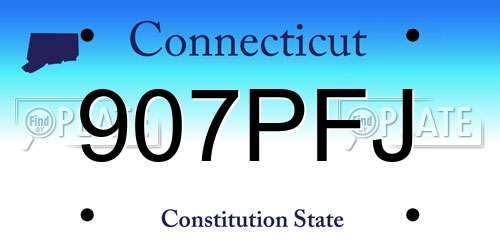 907PFJ Connecticut License Plate