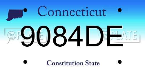 9084DE Connecticut License Plate