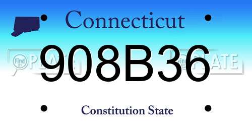908B36 Connecticut License Plate